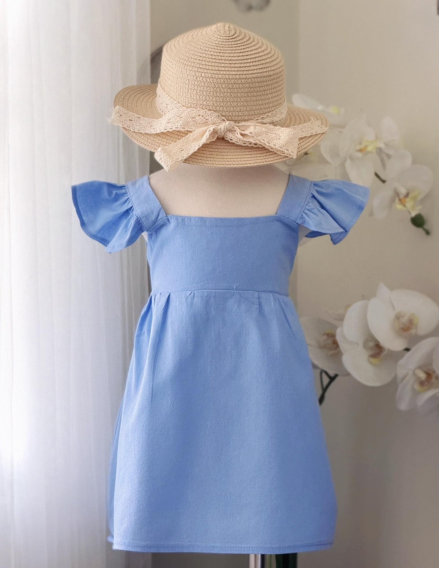 Princess Linen Dress in Powder Blue