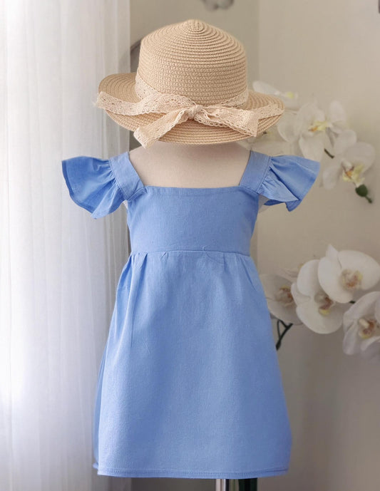 Princess Linen Dress in Powder Blue