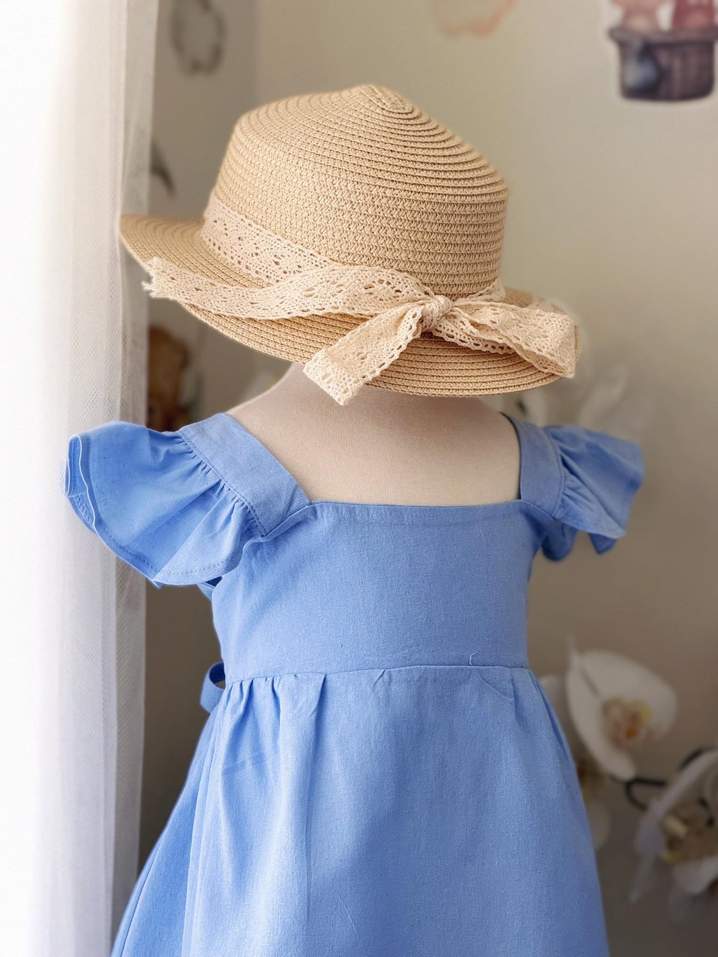 Princess Linen Dress in Powder Blue