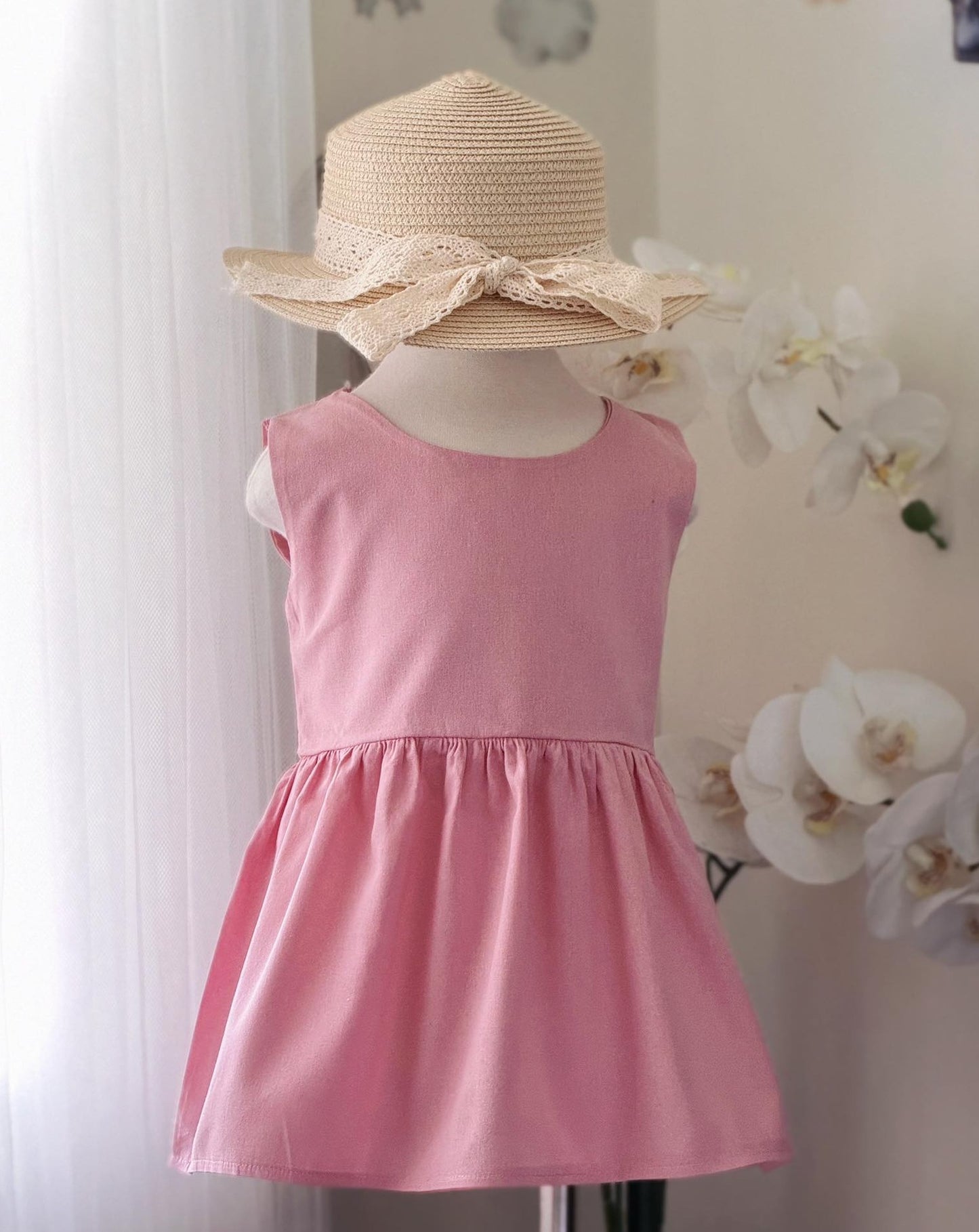 Cheenee Linen Dress in Pink