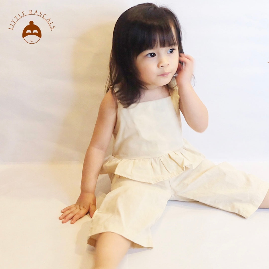 Leia Top and Mary Linen Pants in Cream Set