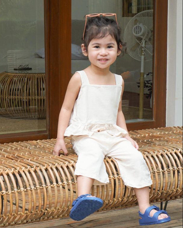 Leia White Top and Mary Linen Pants in Cream Set