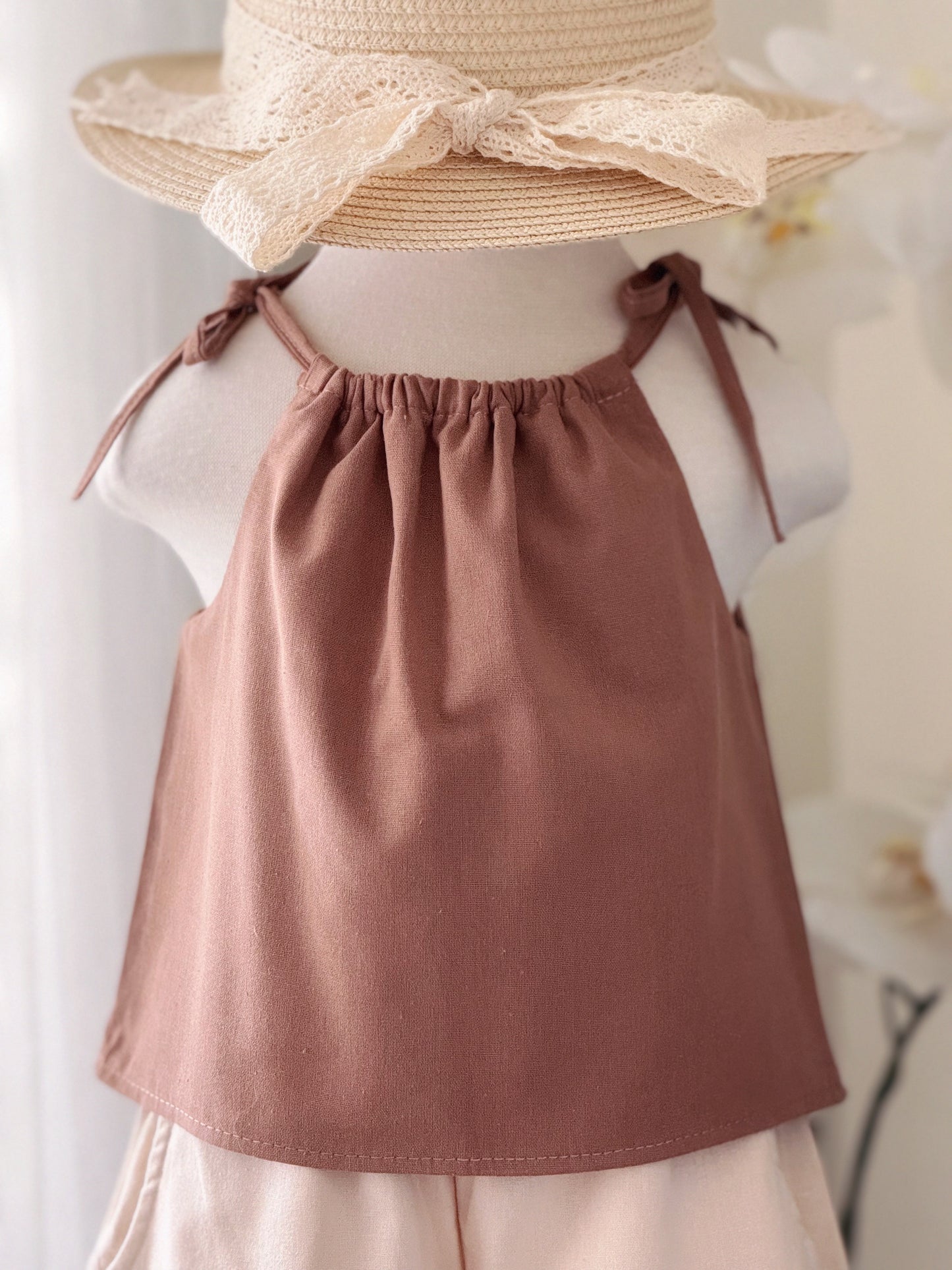 Ericka Linen Top in Camel