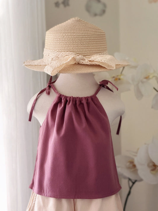 Ericka Linen Top in Mauve