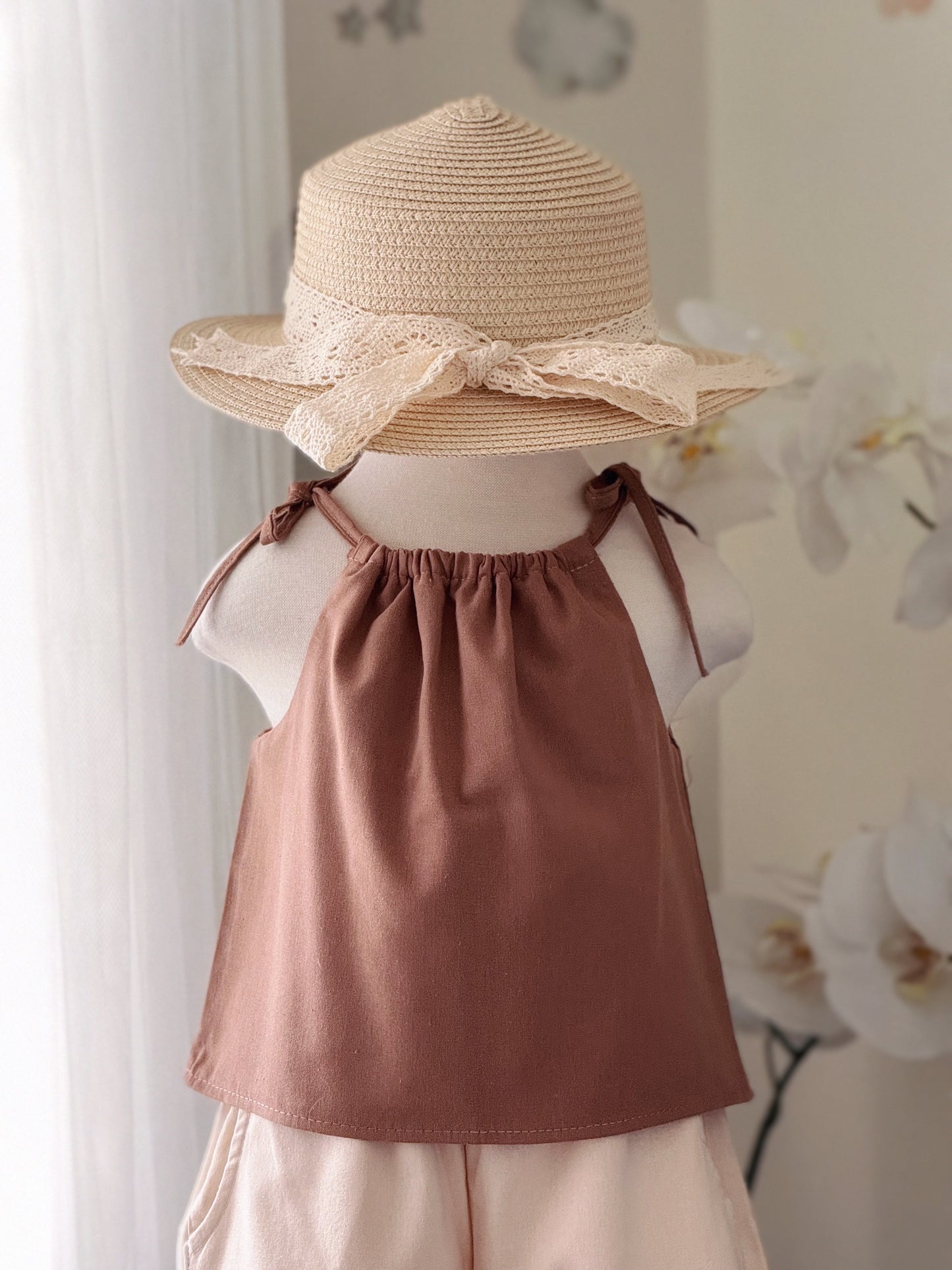 Ericka Linen Top in Camel