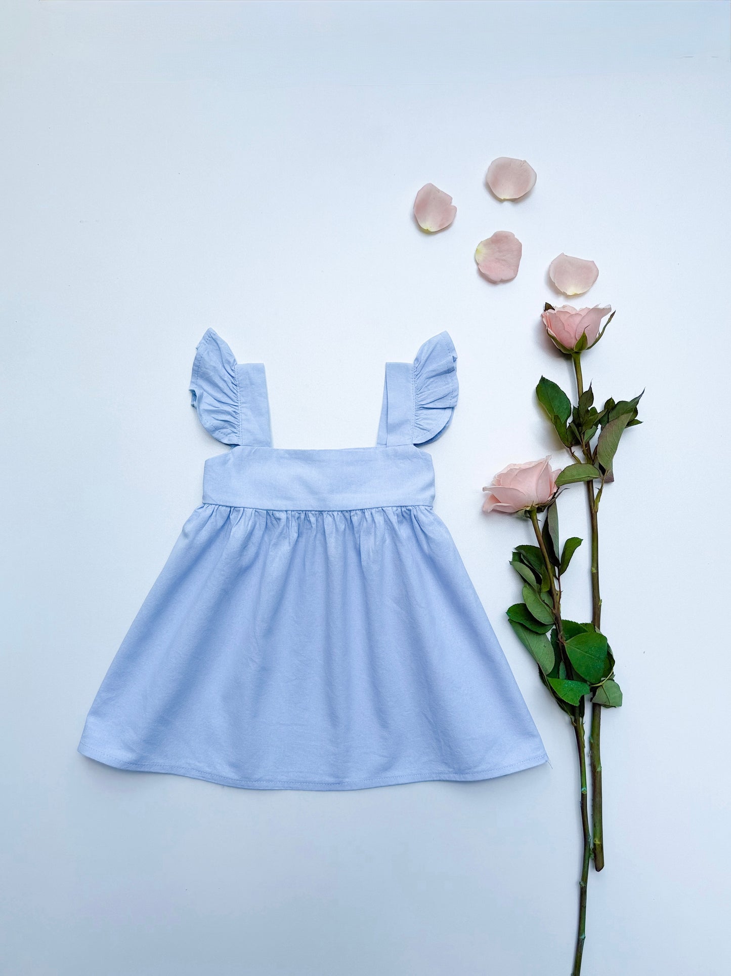 Princess Linen Dress in Powder Blue