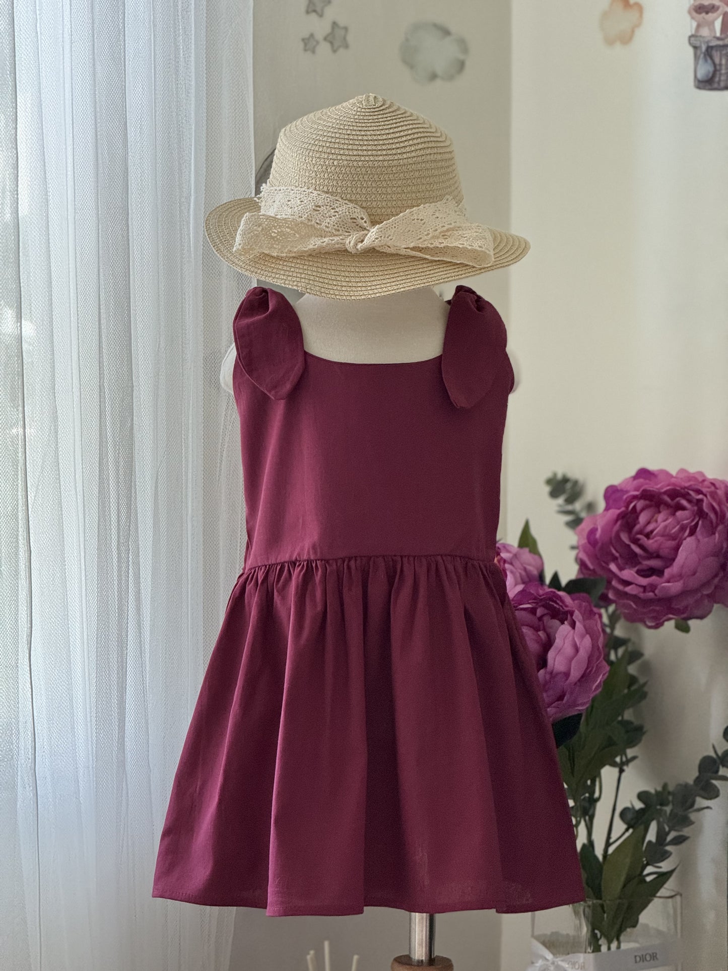 Elisa Dress in Red Maroon