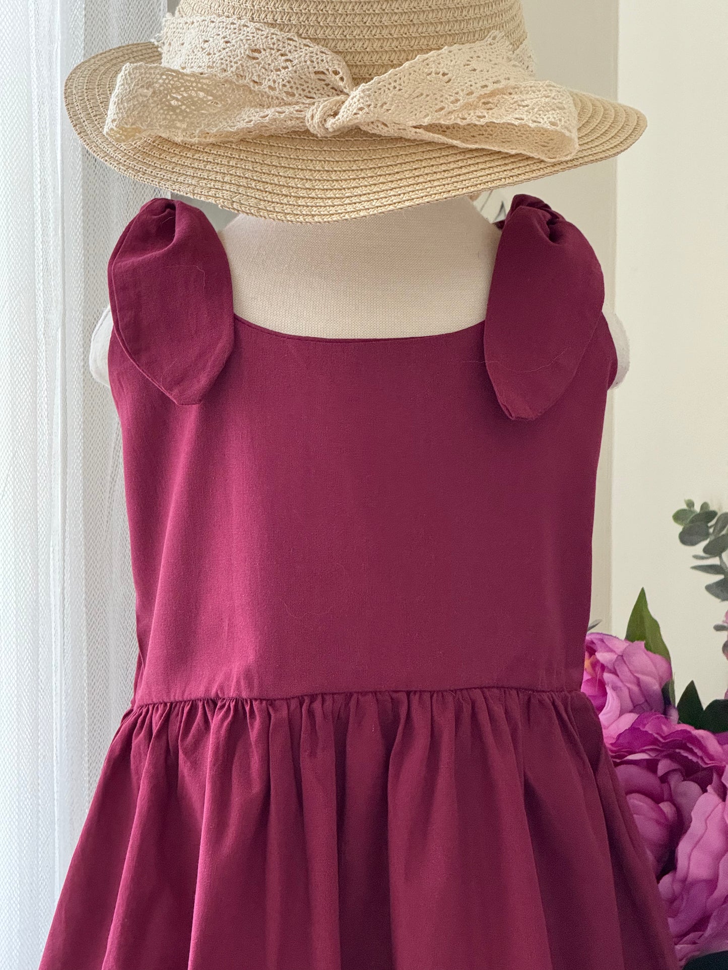 Elisa Dress in Red Maroon