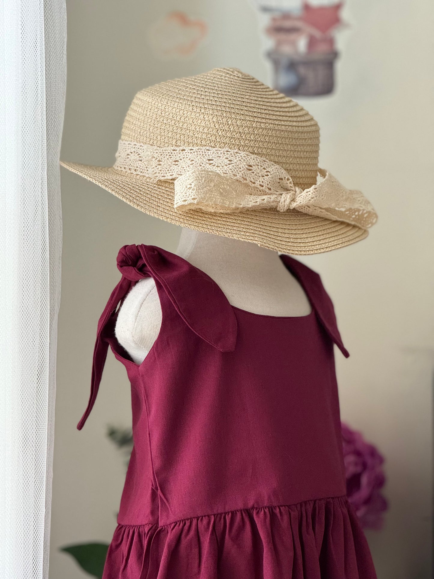 Elisa Dress in Red Maroon