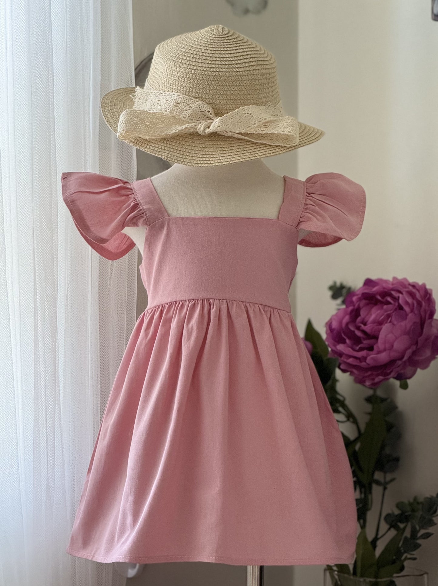 Princess Linen Dress in Pink