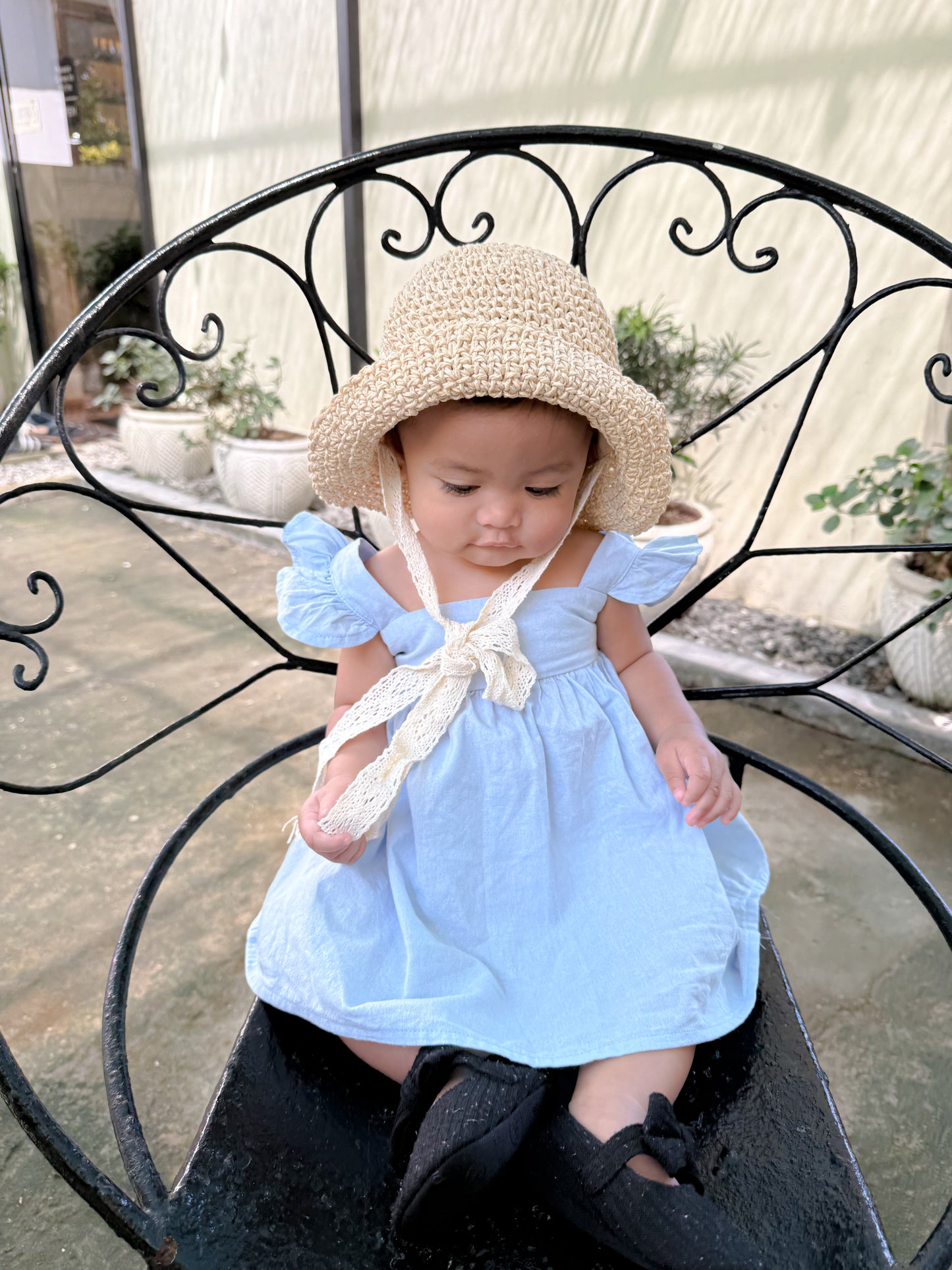 Princess Linen Dress in Powder Blue