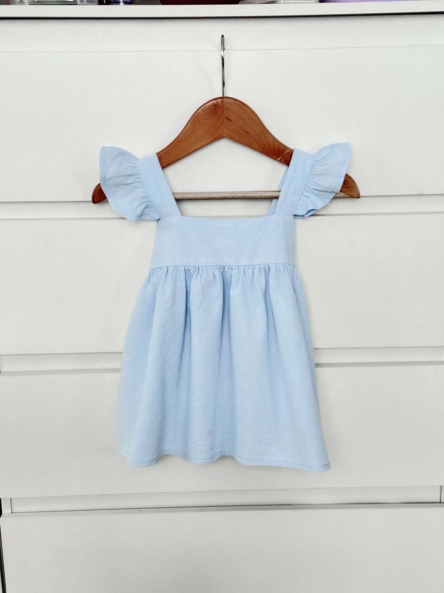 Princess Linen Dress in Powder Blue