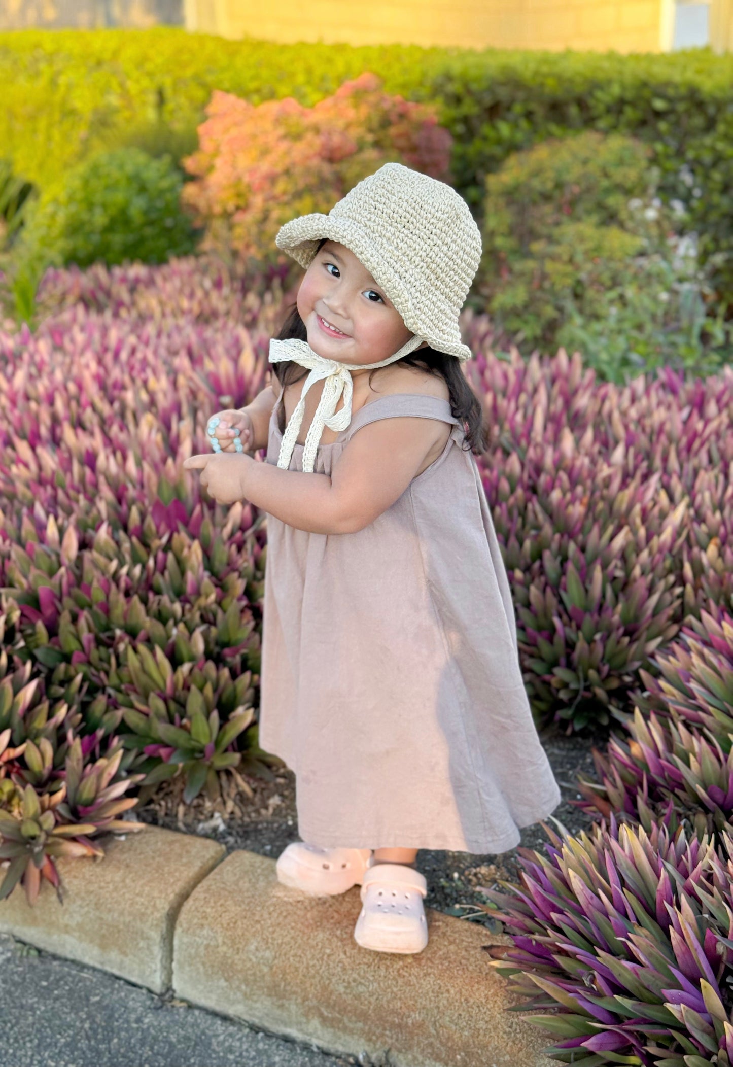 Diane Linen Plitz Dress in Taupe