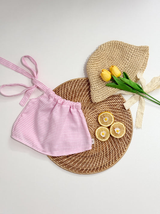 Amelia Solid Linen Stripes Top in Blue (Copy)