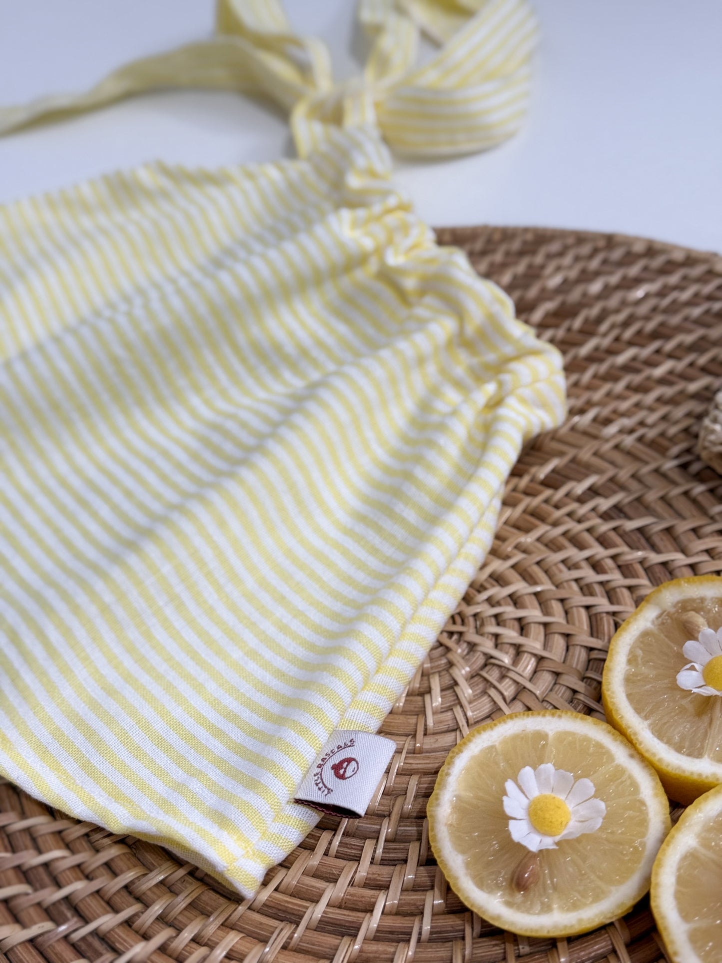 Amelia Solid Linen Stripes Top in Pastel Yellow