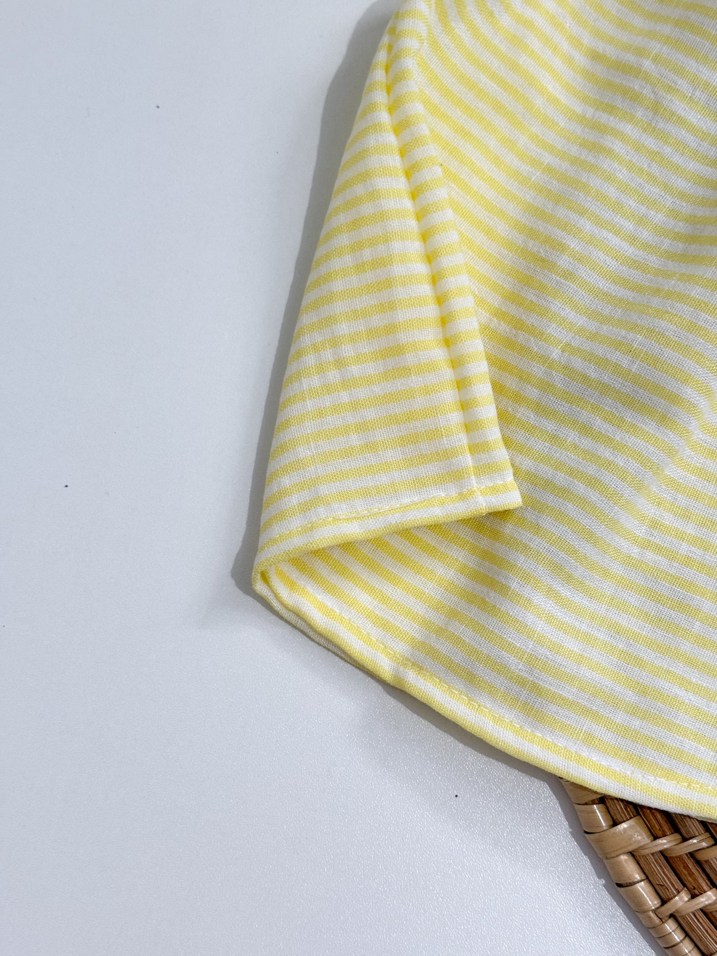 Amelia Solid Linen Stripes Top in Pastel Yellow