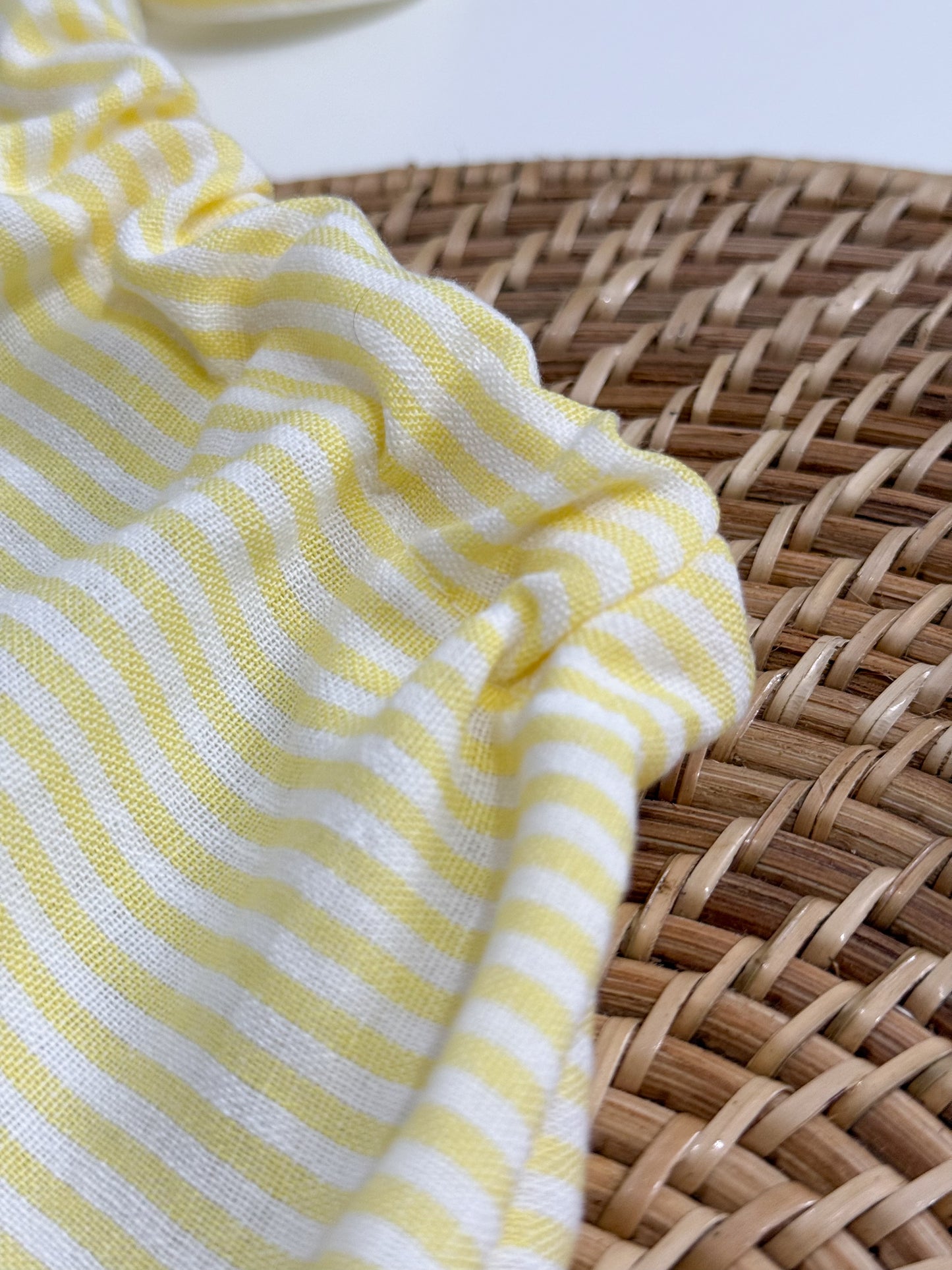 Amelia Solid Linen Stripes Top in Pastel Yellow