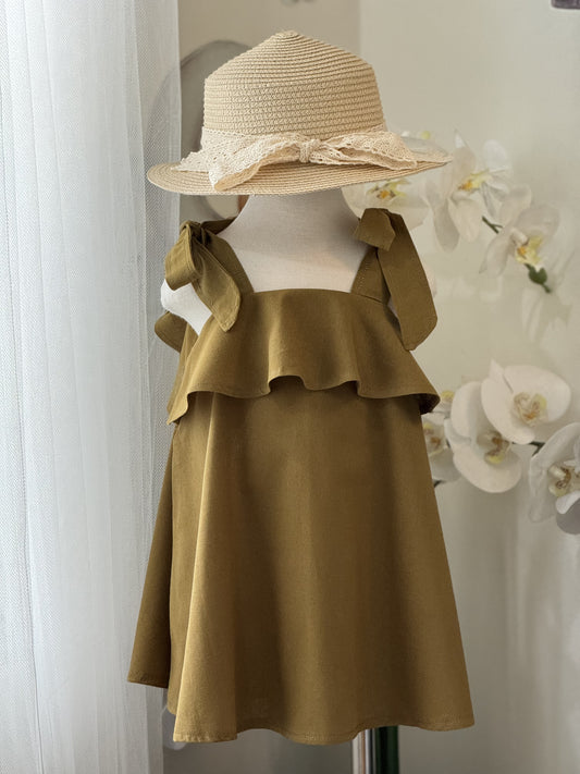 Nathalie Linen Top in Olive Green