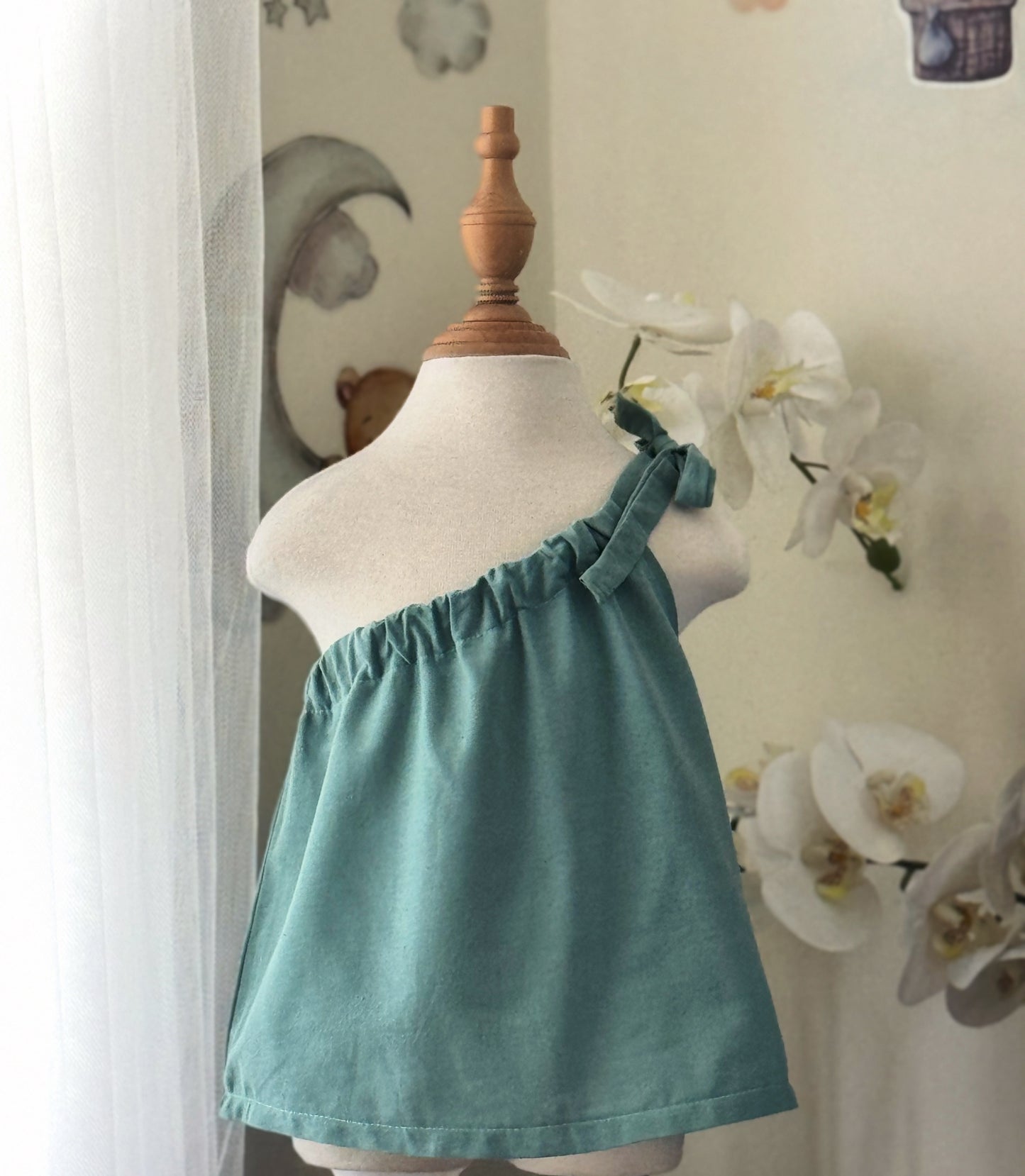 Amelia Linen Top in Teal Green