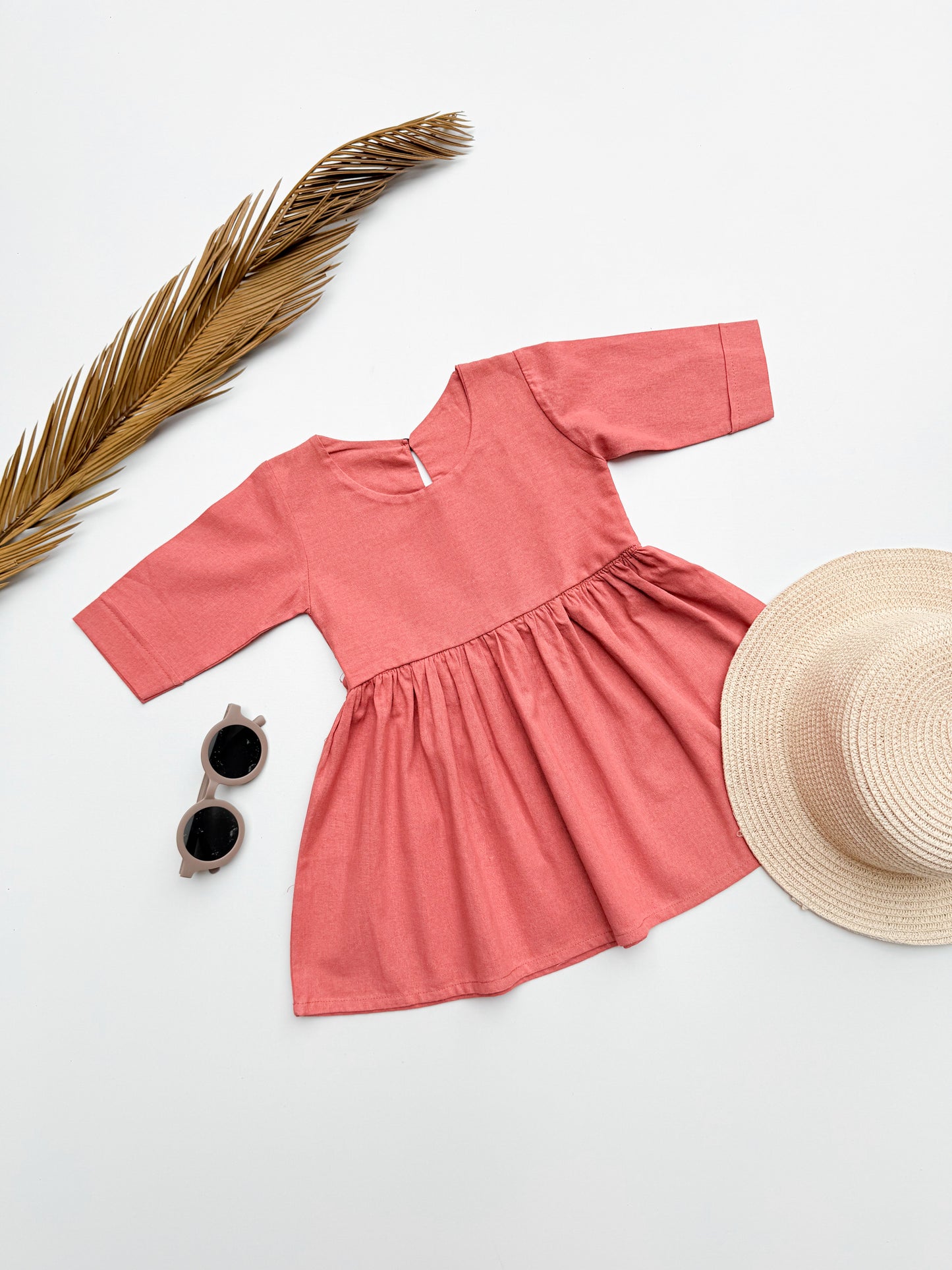 Jane Linen Dress in Pink