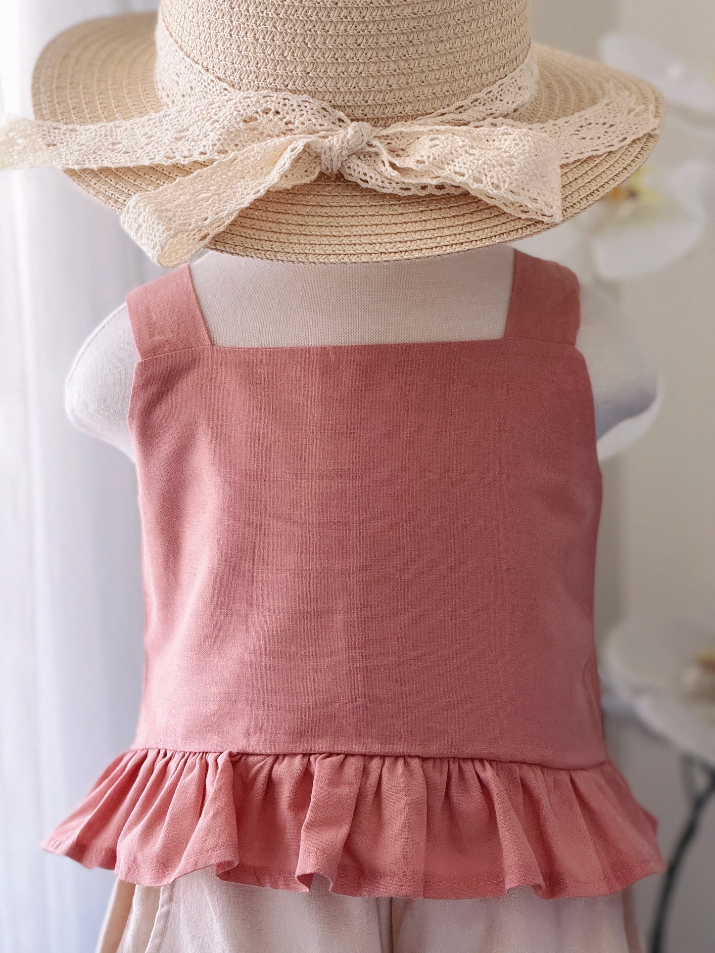 Leia Linen Top in Pink