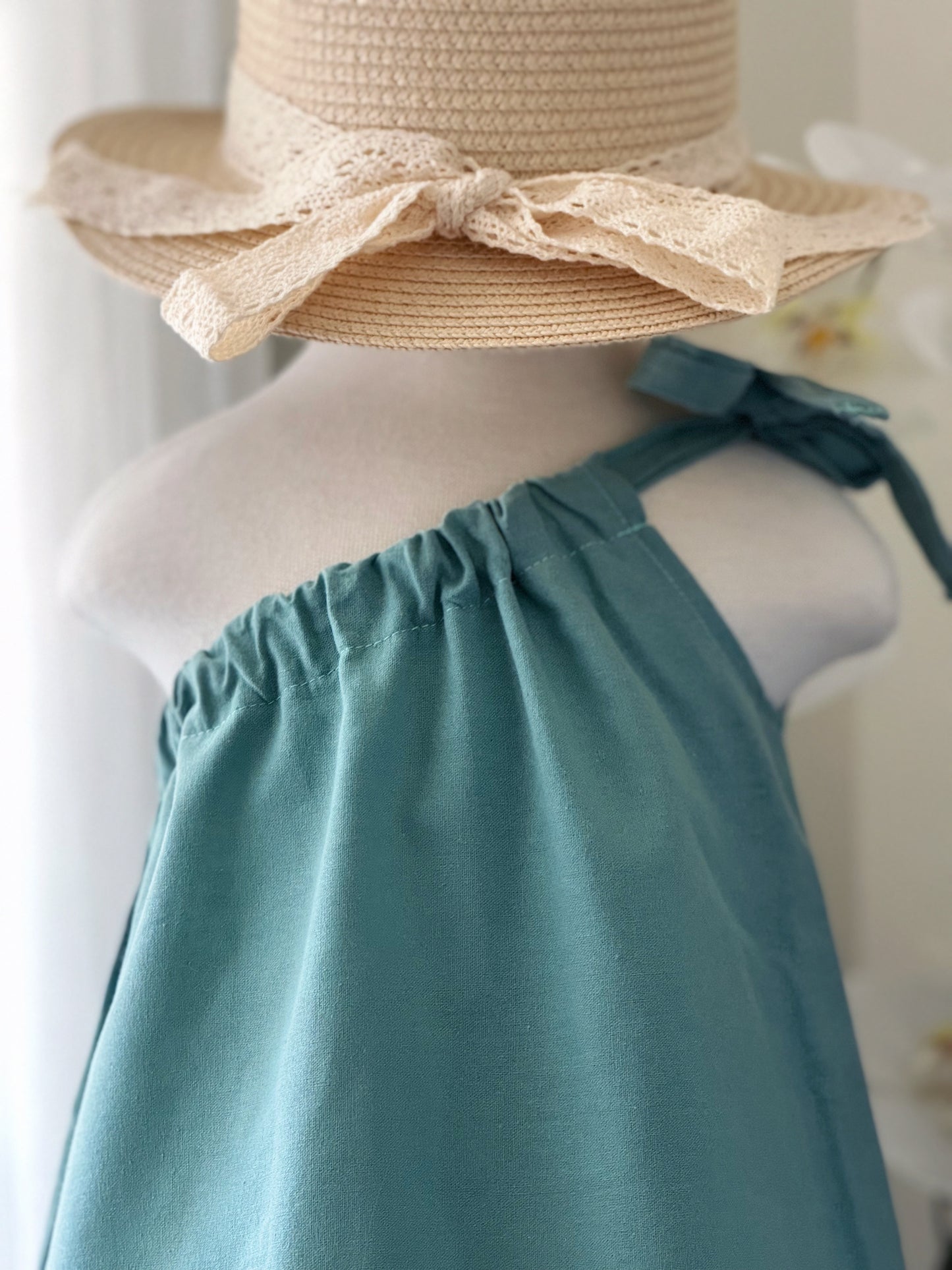 Amelia Linen Top in Teal Green