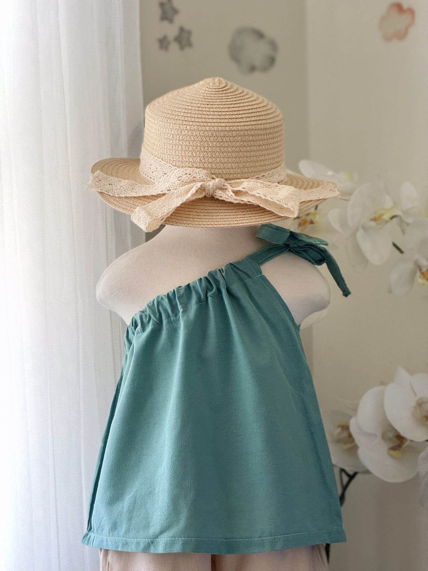 Amelia Linen Top in Teal Green