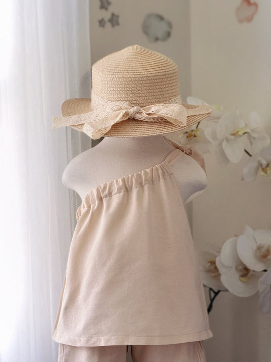 Amelia Linen Top in Cream