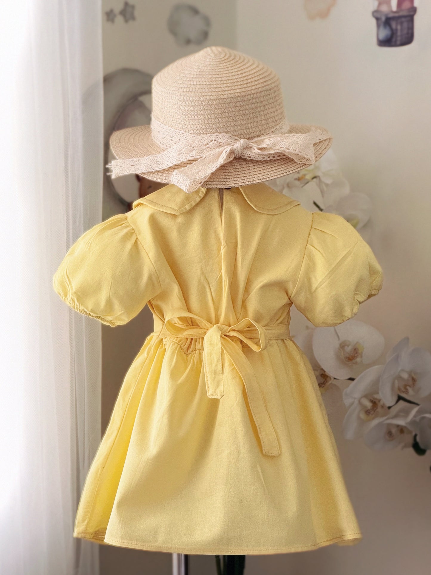 Athens Linen Dress in Pastel Yellow