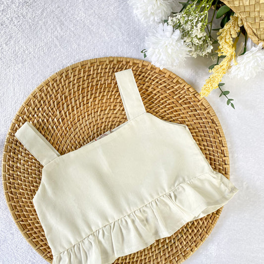 Leia Linen Top in White