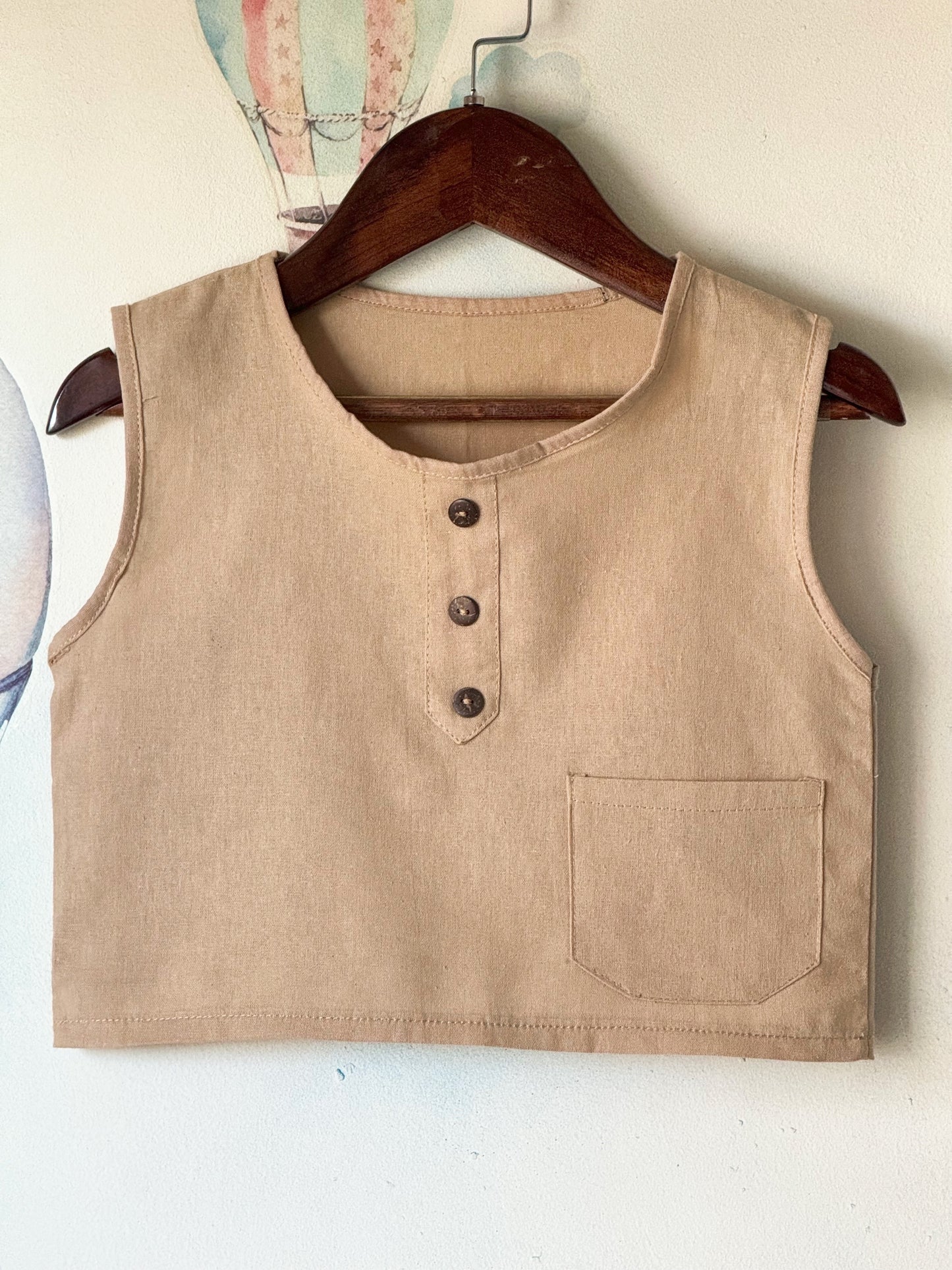 John Linen Top in Khaki