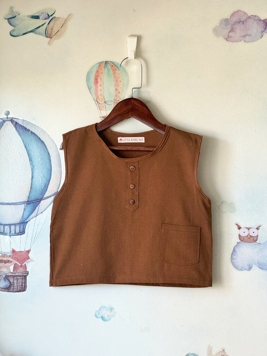 John Linen Top in Tofee