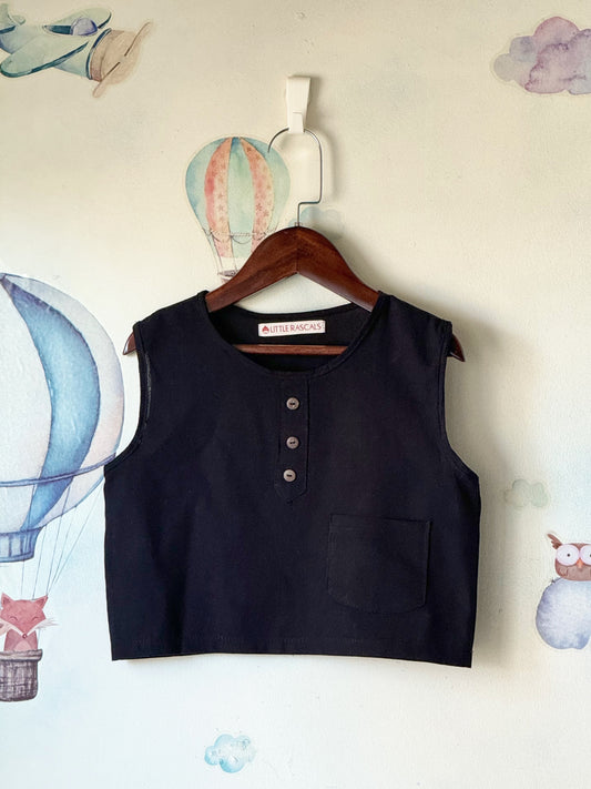John Linen Top in Black