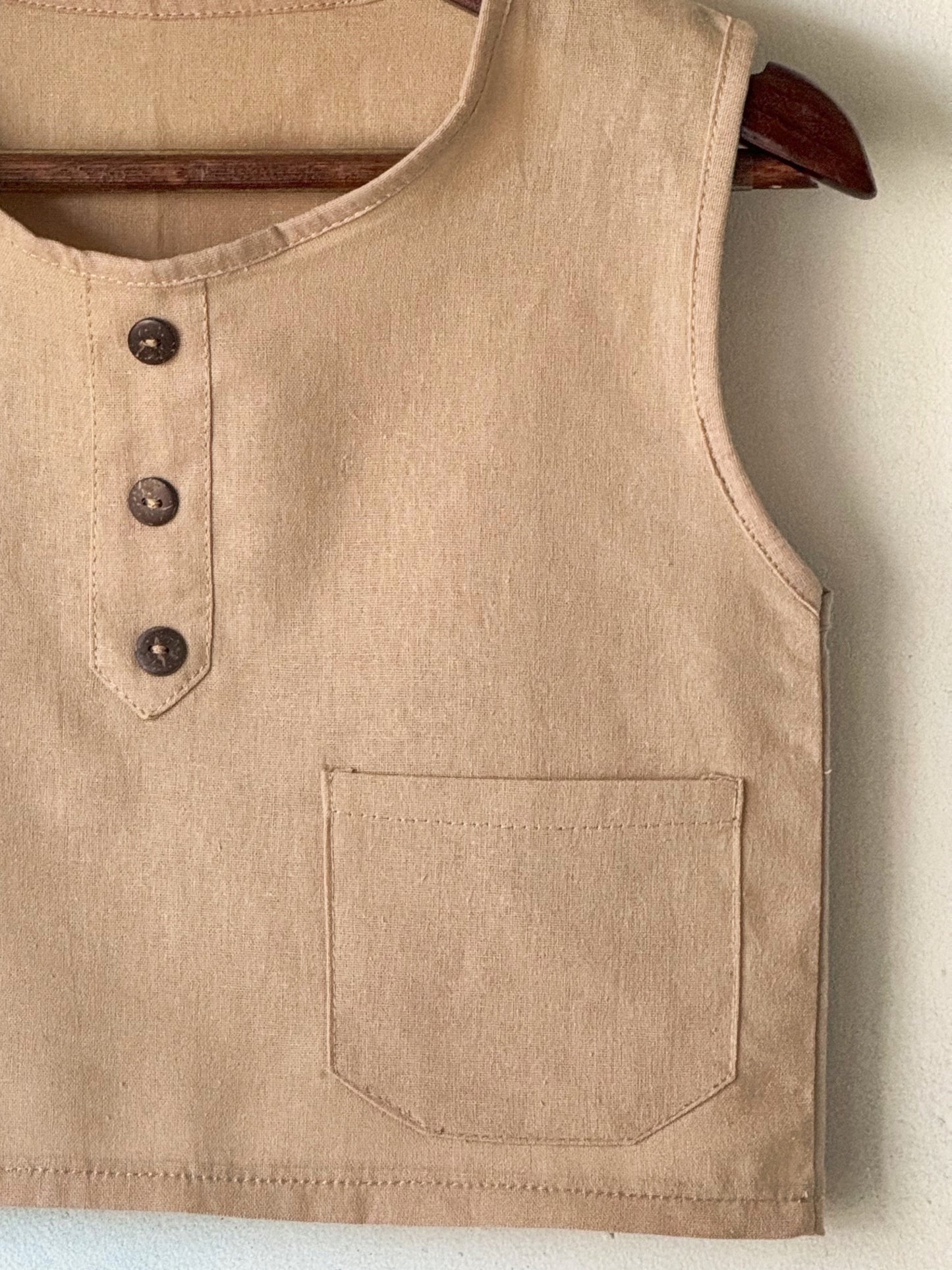 John Linen Top in Khaki
