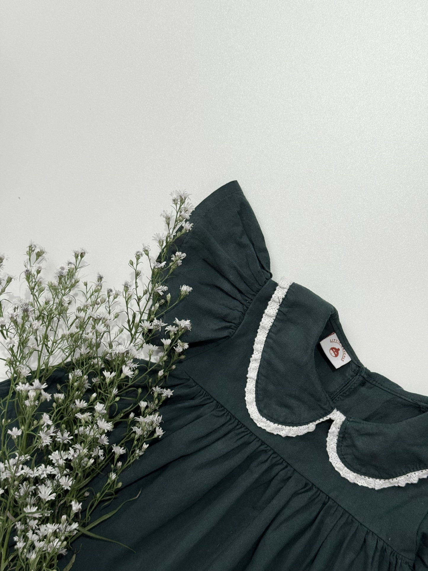 Jasmine Linen Dress in Dark Emerald Green