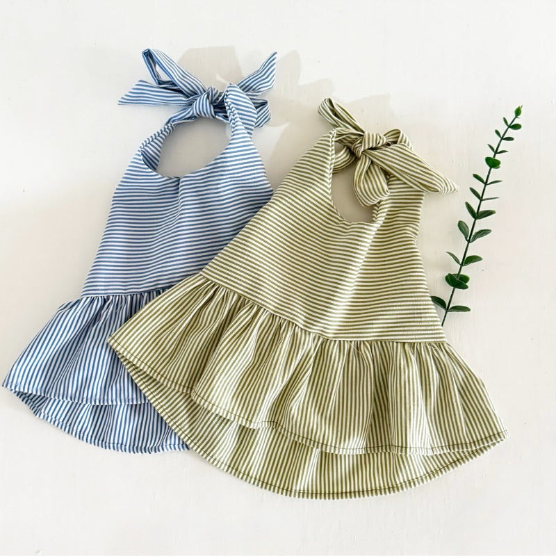 Maven Blue Backless and Ericka White Short Linen Set