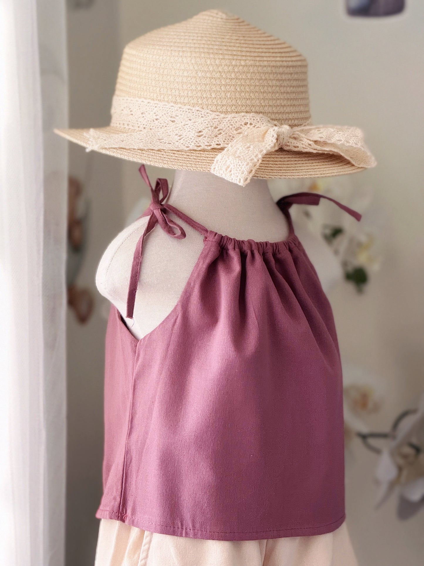 Ericka Linen Top in Mauve