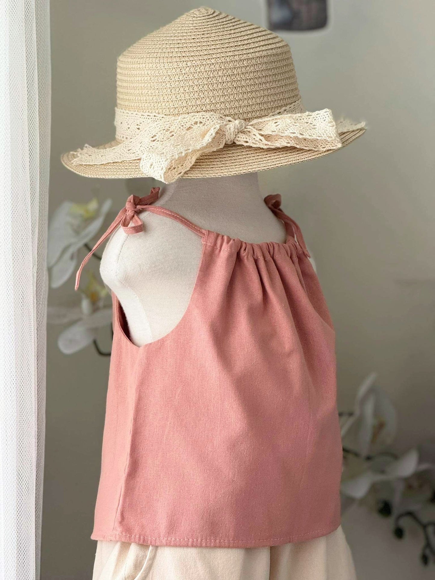 Ericka Linen Top in Pink