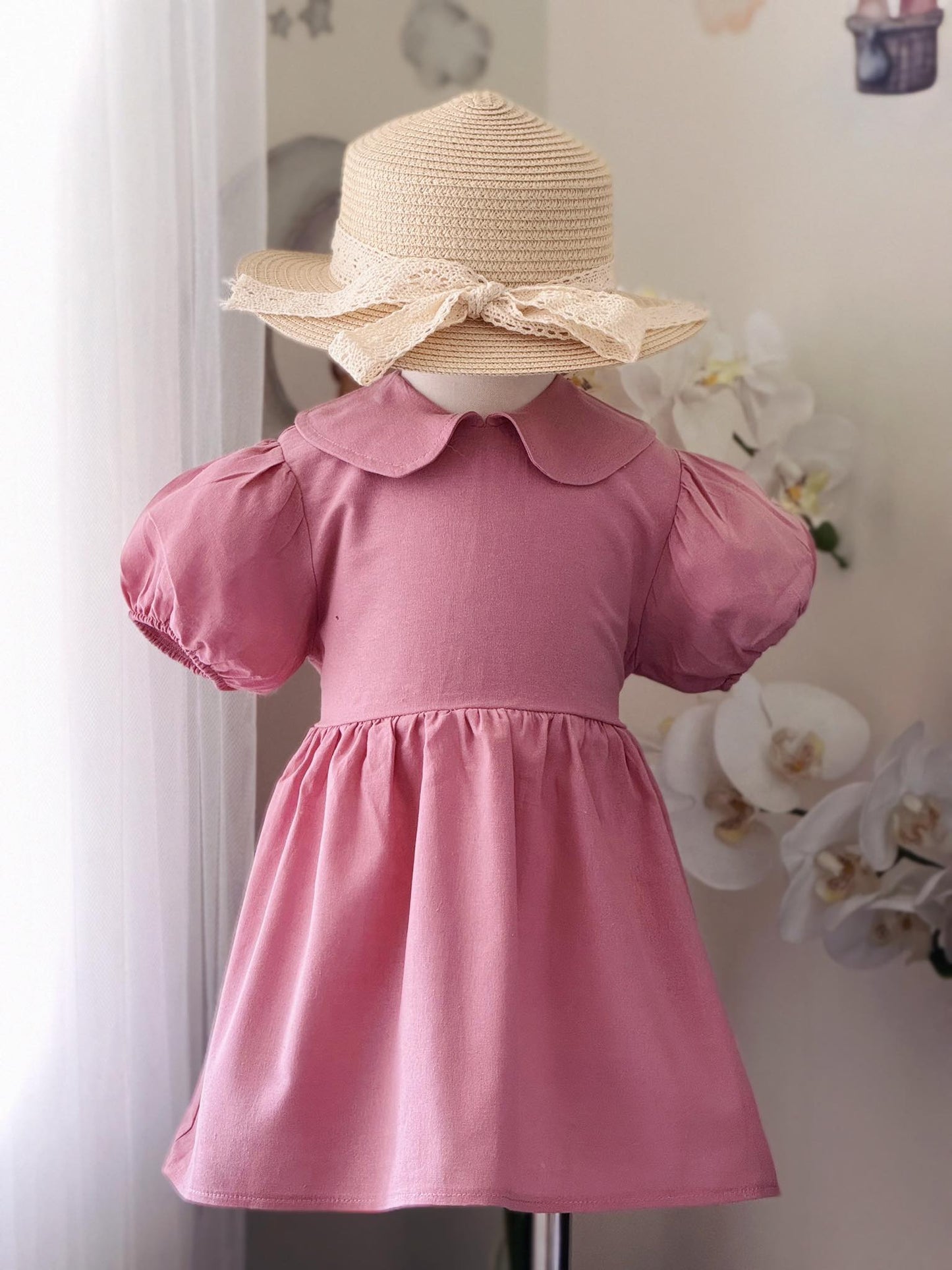 Athens Linen Dress in Pink