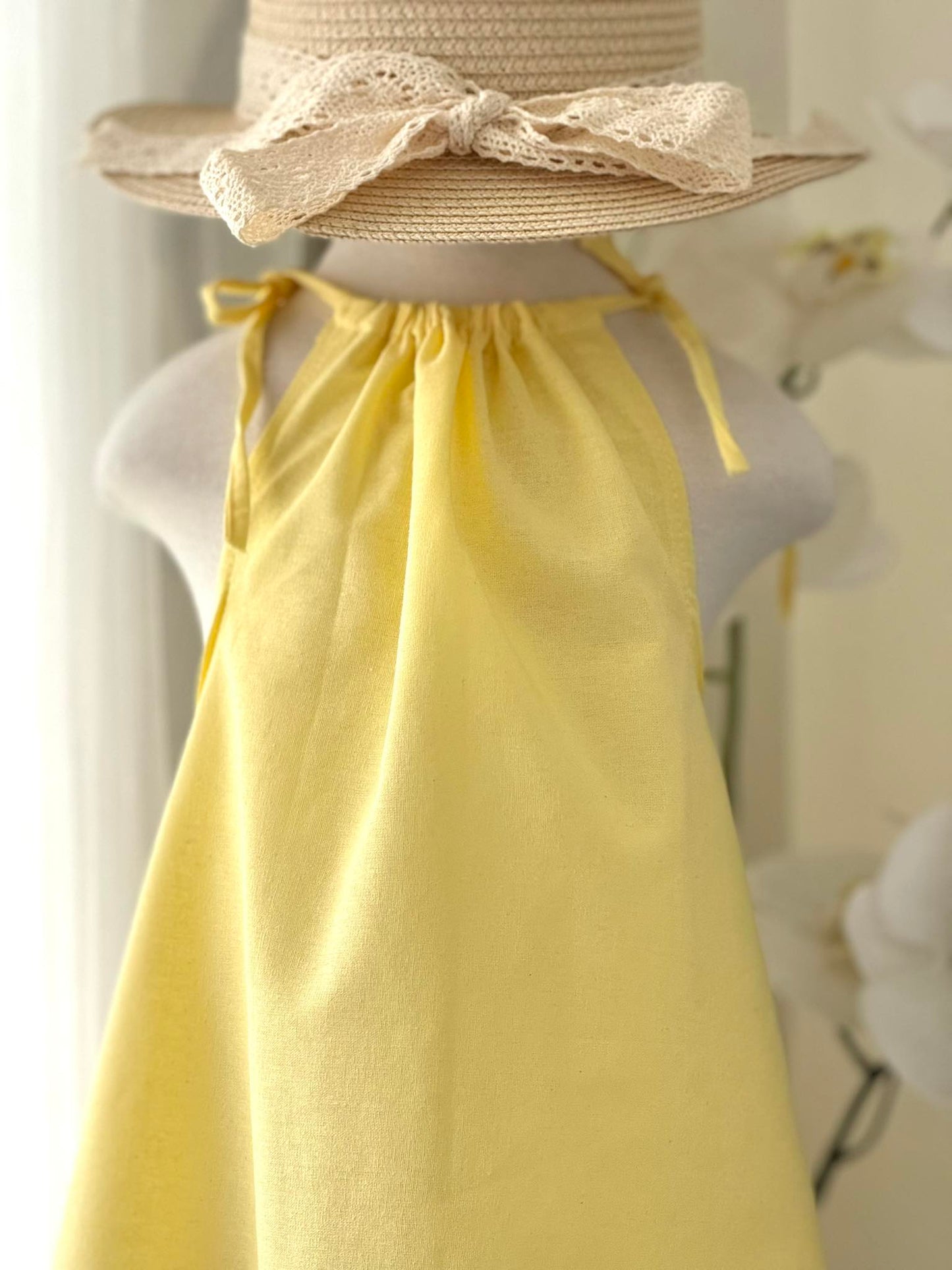 Ericka Linen Dress in Pastel Yellow