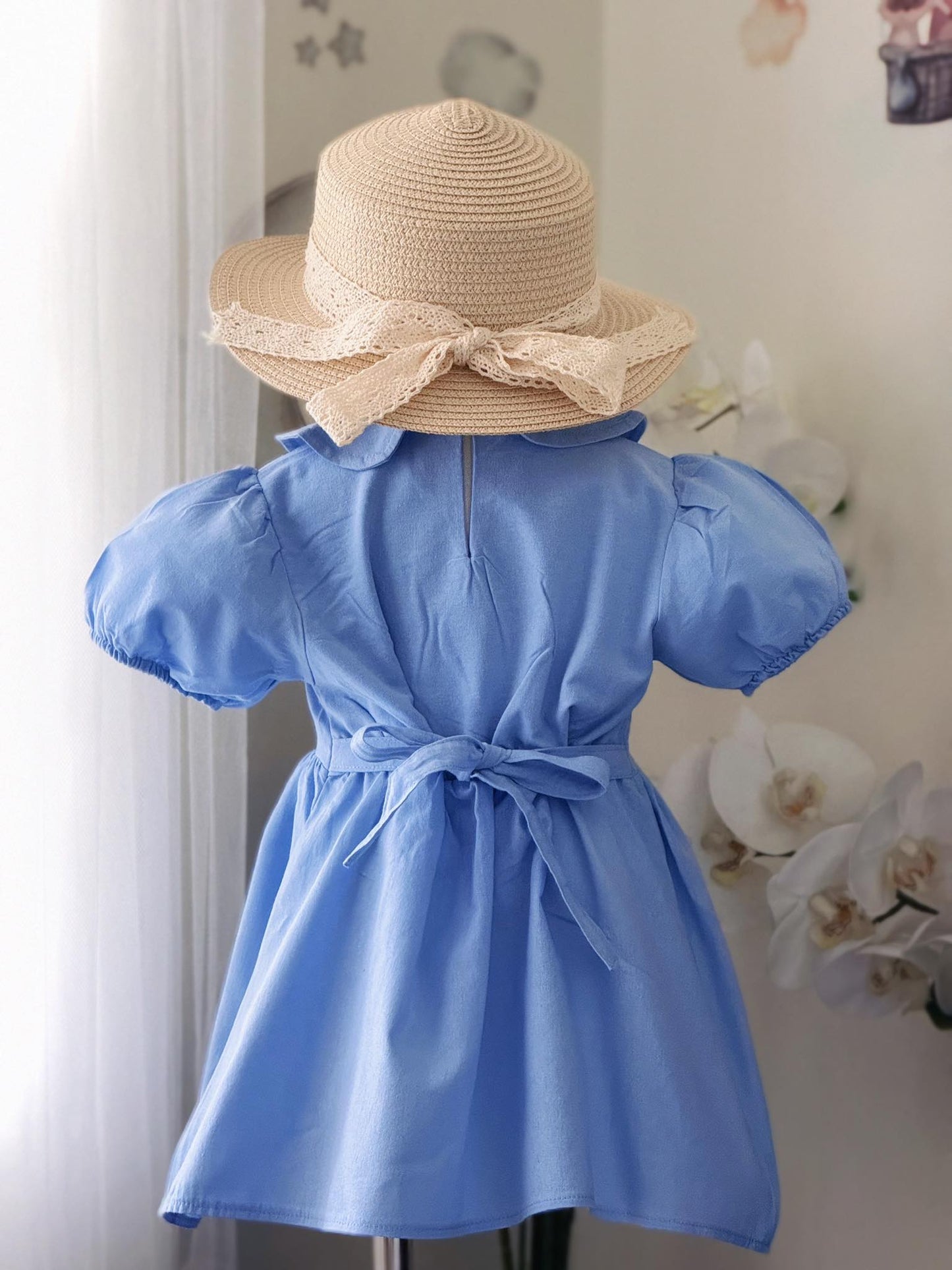 Athens Linen Dress in Powder Blue