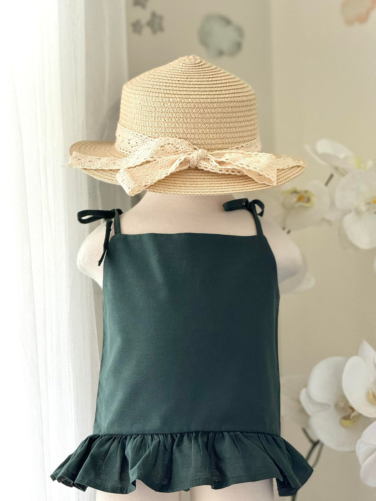 Maria Linen Top in Emerald Green