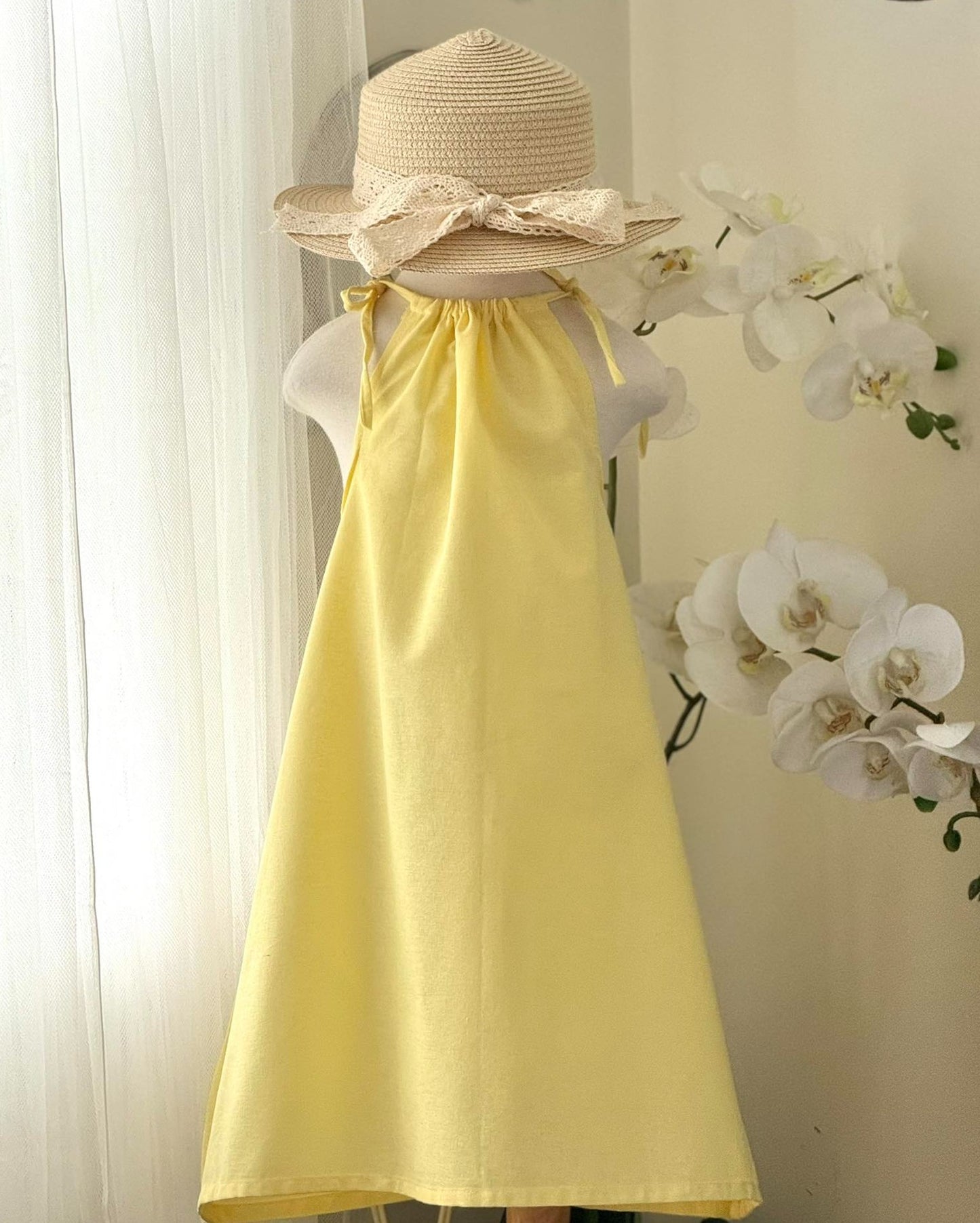 Ericka Linen Dress in Pastel Yellow