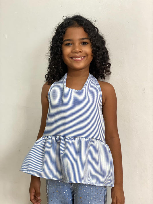 Maven Seer Sucker Top in Blue