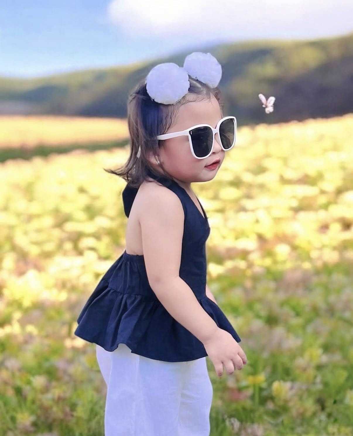 Maven Backless Black Top and Joshua Pants in White Set