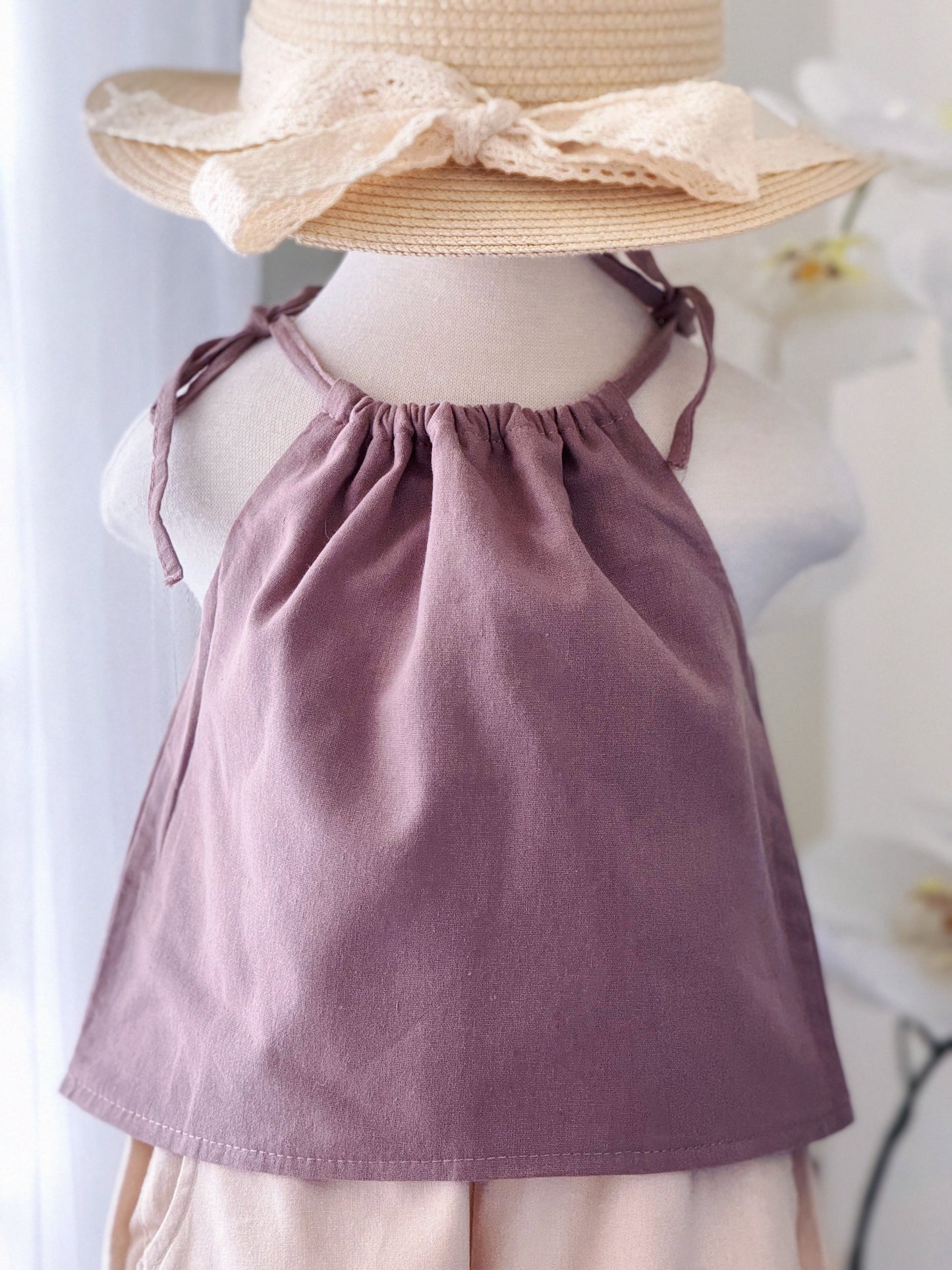 Ericka Linen Top in Taupe