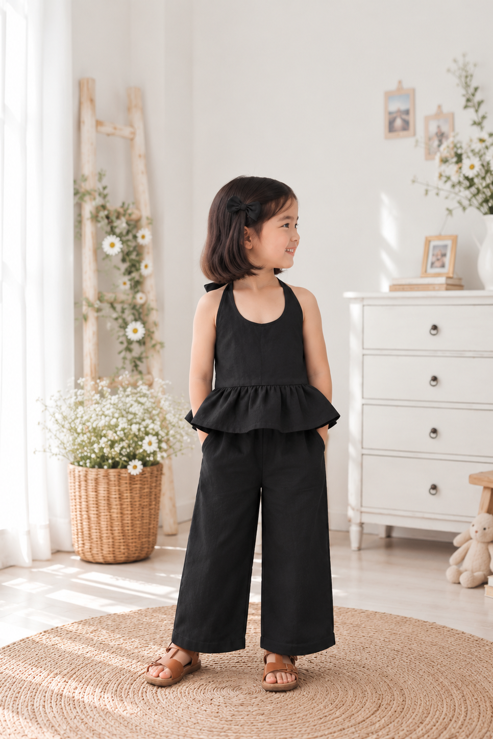 Maven Backless Black Top and Joshua Pants in Black