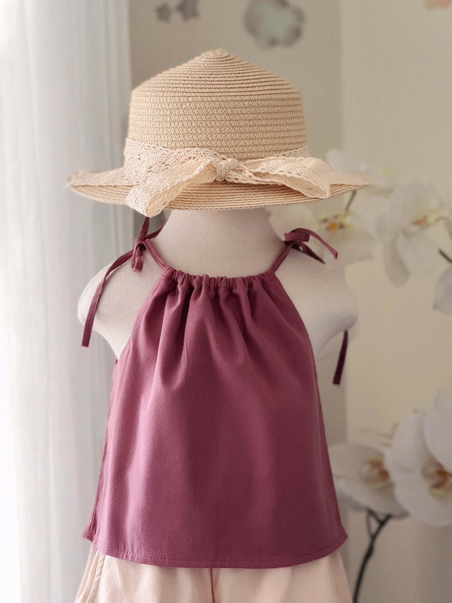 Ericka Linen Top in Mauve