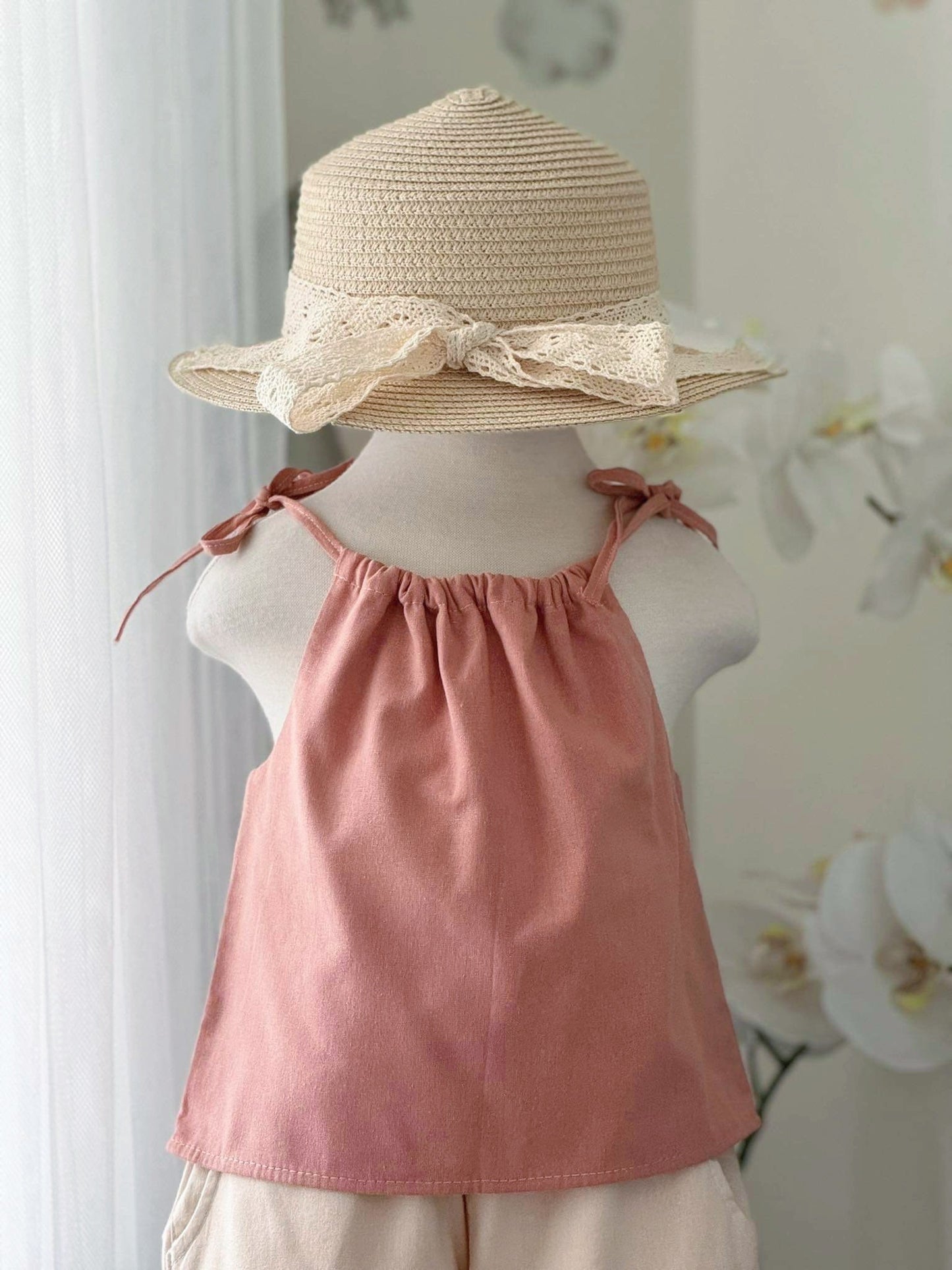 Ericka Linen Top in Pink