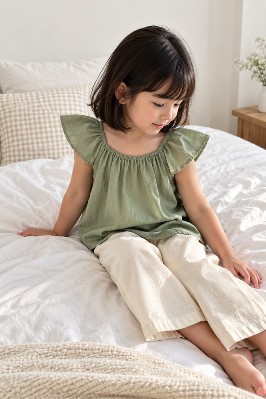 Ana Sage Top and Mary Pants in Cream Set